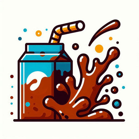 Vector illustration of a cup of coffee with a straw and splashes.のイラスト素材