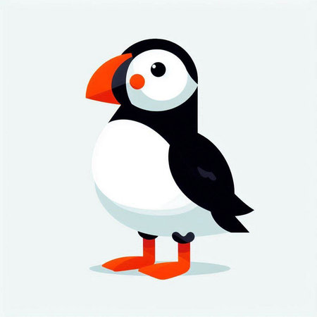 Puffin isolated on white background. Vector illustration in flat style.のイラスト素材
