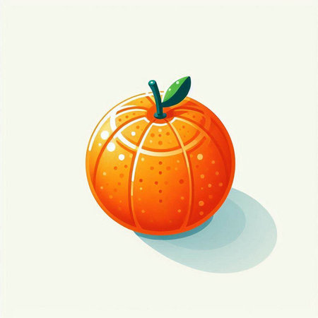 Illustration of orange fruit with shadow on white background, vector illustrationのイラスト素材