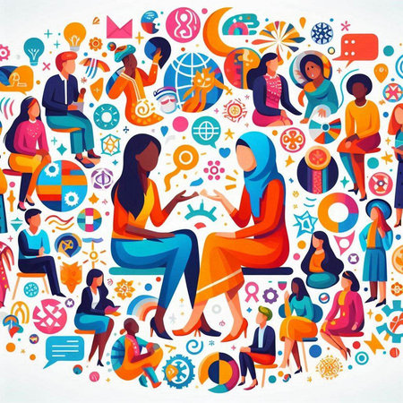 Concept of social networking. Vector illustration in a flat style.のイラスト素材