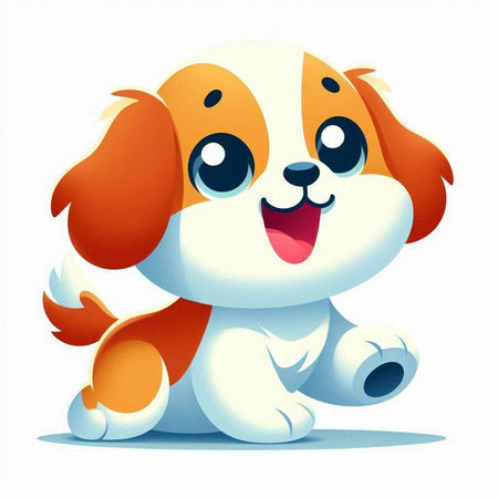 Cute cartoon dog sitting on a white background. Vector illustration.のイラスト素材