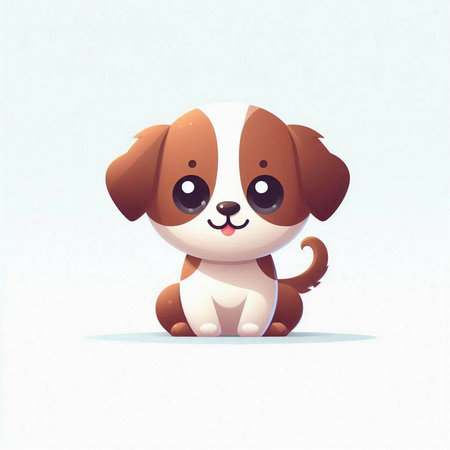 Cute cartoon dog. Vector illustration of a cute puppy. Cartoon dog.のイラスト素材