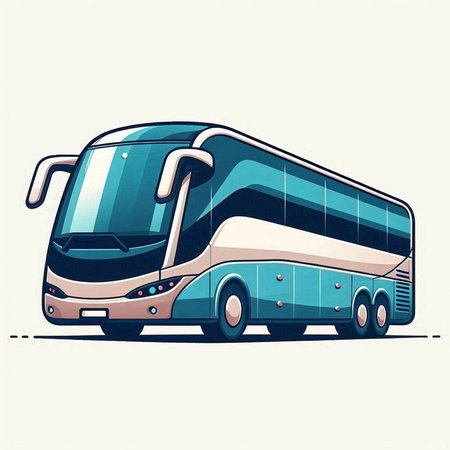 Vector illustration of a bus on a white background in retro style.のイラスト素材