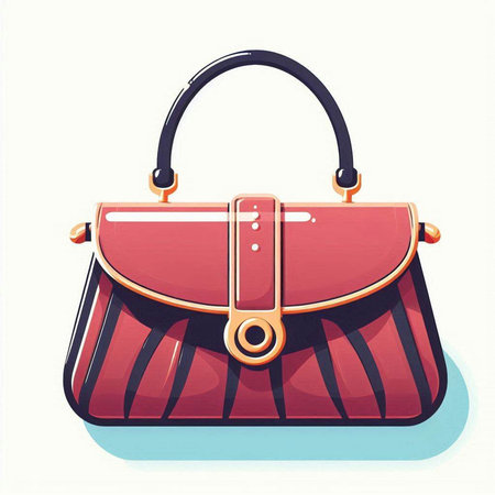 Illustration of a red handbag isolated on a white background.のイラスト素材