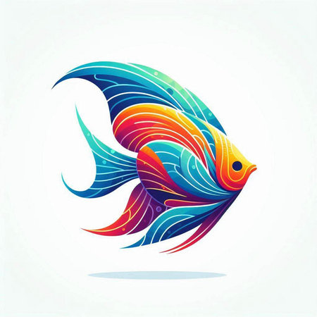 Vector illustration of a colorful fish on a white background. Vector illustration.のイラスト素材