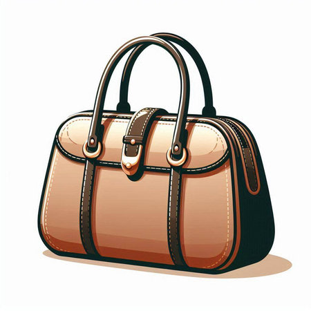 Illustration of a brown leather handbag on a white background.のイラスト素材