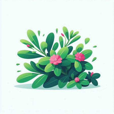 Flower bush isolated on white background. Vector illustration in flat style.のイラスト素材