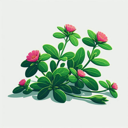 Flowering purslane on a white background. Vector illustration.のイラスト素材