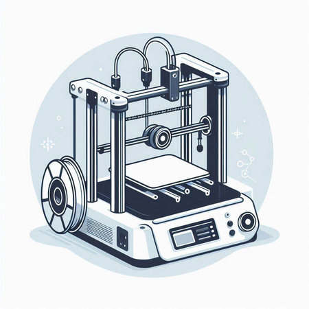 3d printer machine. 3d printing technology. Vector illustration.のイラスト素材