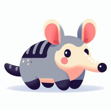 Cute little armadillo on white background. Vector illustration.のイラスト素材