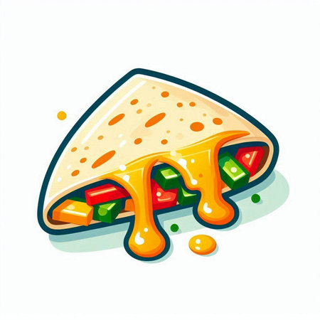 Illustration of a tortilla with sauce on a white background.のイラスト素材
