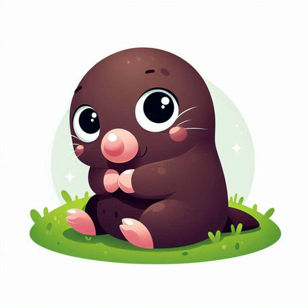 Cute cartoon baby seal sitting on a grass. Vector illustration.のイラスト素材