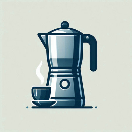 Coffee maker with a cup of coffee. Vector illustration.のイラスト素材