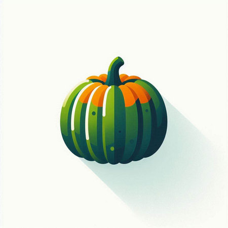 Pumpkin icon, vector illustration. Flat design style with long shadowのイラスト素材