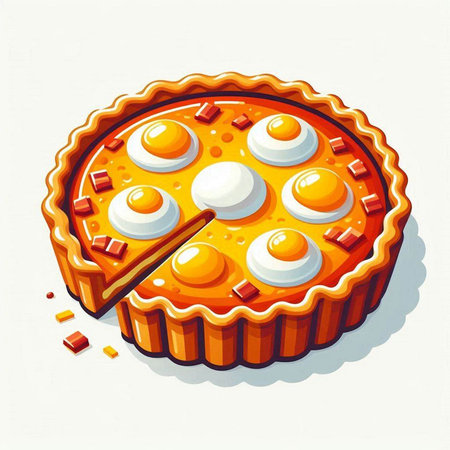 Illustration of a pie with eggs on a white background - vectorのイラスト素材