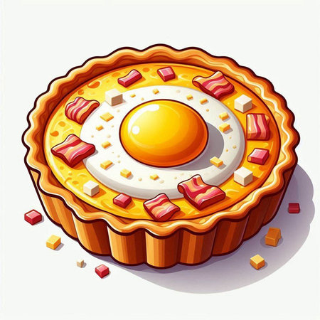 Illustration of a pie with a fried egg on a white backgroundのイラスト素材
