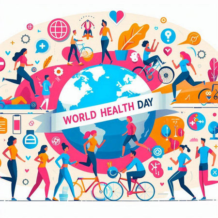 World Health Day. People with World Health Day concept. Vector illustrationのイラスト素材