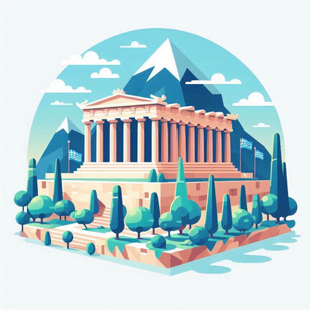 Athens, Greece. Famous landmark. Vector illustration in flat styleのイラスト素材