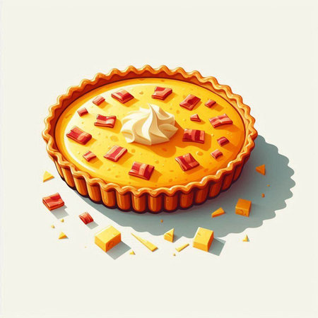 Illustration of a pie with cream on a white background, vector illustrationのイラスト素材