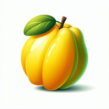 Illustration of a yellow pumpkin with green leaves on a white backgroundのイラスト素材