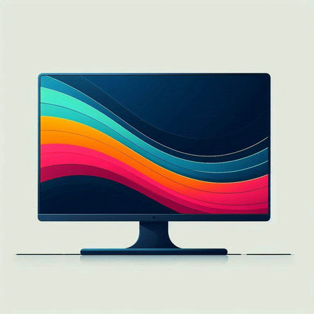 Computer monitor with colorful abstract background. Vector illustration. Eps 10.のイラスト素材