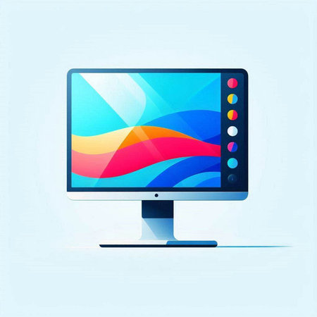 Computer monitor with colorful abstract background. Vector illustration. Eps 10.のイラスト素材