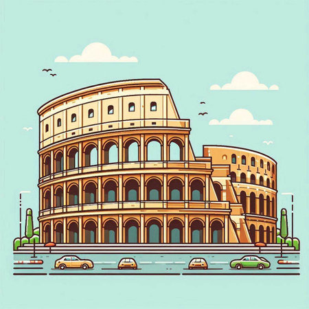 Colosseum in Rome, Italy. Colosseum is one of the symbols of Rome.のイラスト素材