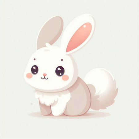 Cute cartoon rabbit on white background. Vector illustration for your designのイラスト素材
