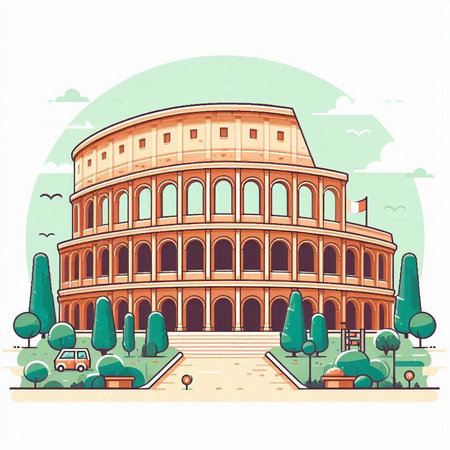 Colosseum in Rome, Italy. Colosseum in Rome, Italy. Vector illustrationのイラスト素材