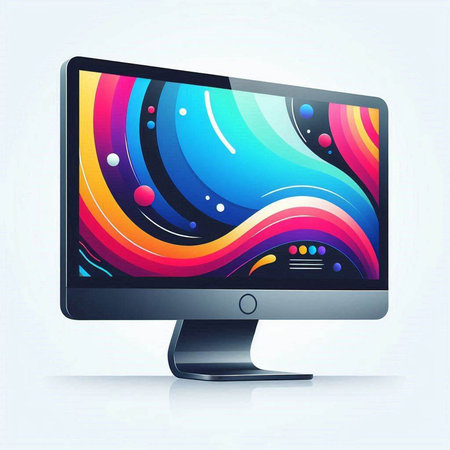 Modern computer monitor with colorful abstract background. Eps 10 vector file.のイラスト素材