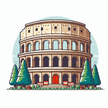 Colosseum in Rome, Italy. Colosseum is one of the symbols of Rome. Vector illustrationのイラスト素材