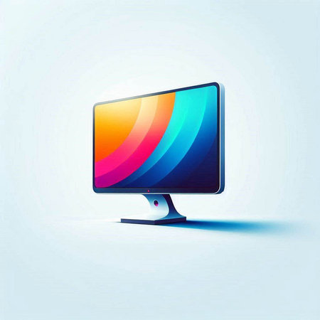 Computer monitor with colorful abstract background. Vector illustration. Eps 10.のイラスト素材