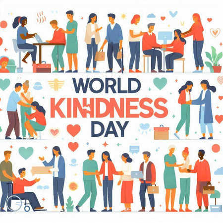 World Kindness Day concept with people and social icons. Vector illustrationのイラスト素材