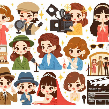 A set of beauty and fashion icons.There are various actions such as beauty and fashion.It's vector art so it's easy to edit.のイラスト素材