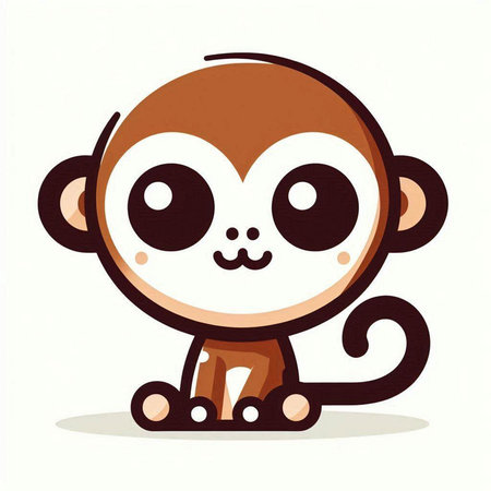 Cute monkey cartoon on white background. Vector illustration in cartoon style.のイラスト素材