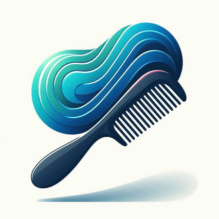 Hairbrush with blue hair on white background. Vector illustration.のイラスト素材