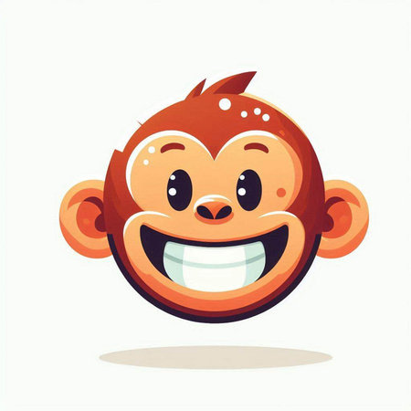 funny cartoon monkey face on white background, vector illustration, clip artのイラスト素材