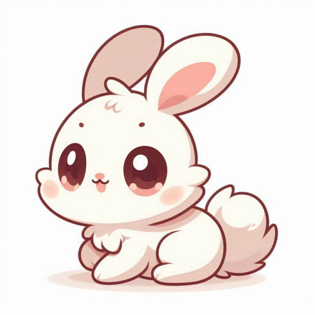 Cute cartoon rabbit isolated on a white background. Vector illustration.のイラスト素材