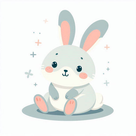 Cute cartoon bunny. Vector illustration. Isolated on white background.のイラスト素材