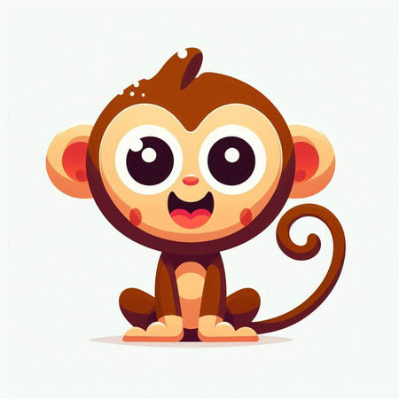 Cute cartoon monkey isolated on a white background. Vector illustration.のイラスト素材