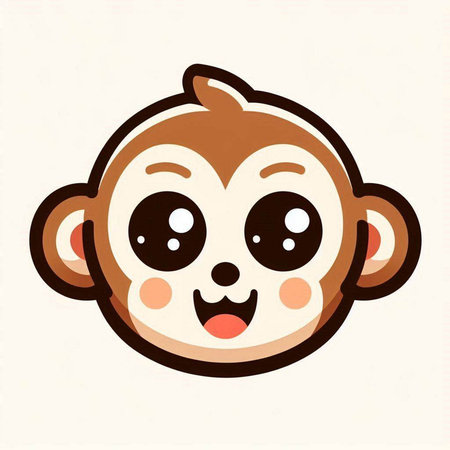 Cute monkey face on a white background. Vector illustration in cartoon style.のイラスト素材