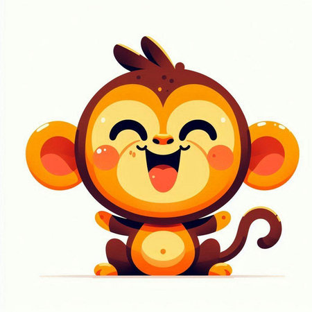 Cute cartoon monkey isolated on a white background. Vector illustration.のイラスト素材