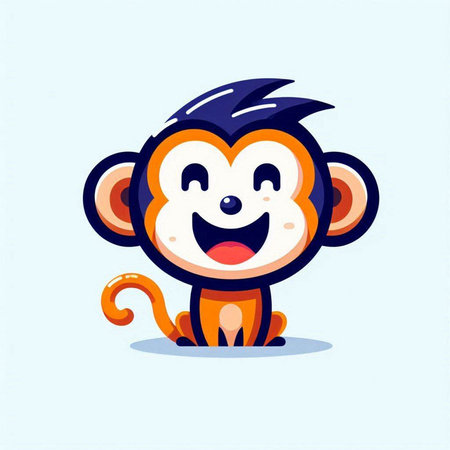 Cute cartoon monkey. Vector illustration of a funny animal character.のイラスト素材
