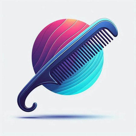 Comb icon with blue and pink gradient. 3d vector illustration.のイラスト素材