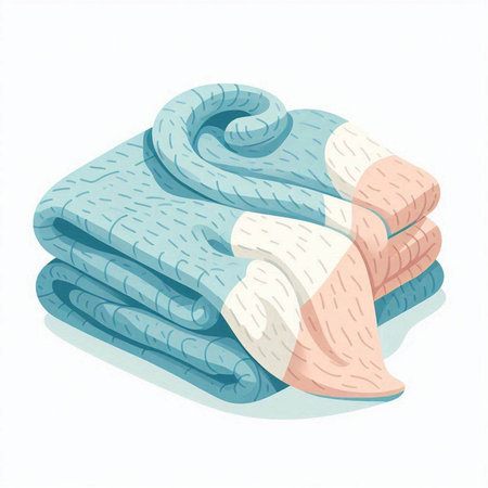 Vector illustration of a stack of folded towels on a white background.のイラスト素材
