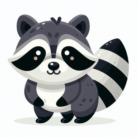 Cute raccoon isolated on white background. Vector cartoon illustration.のイラスト素材