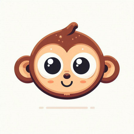 Cute cartoon monkey face on white background. Vector illustration for kids.のイラスト素材