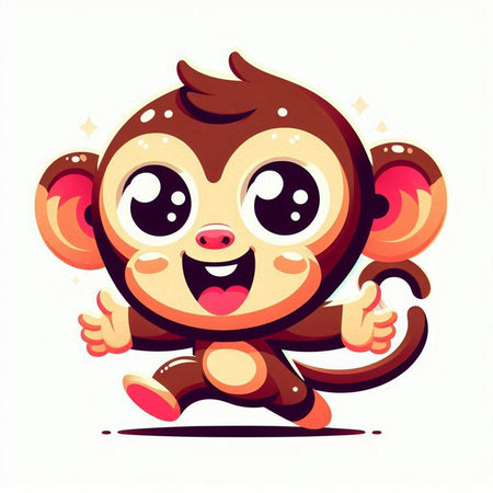 Cute cartoon monkey. Vector illustration isolated on a white background.のイラスト素材