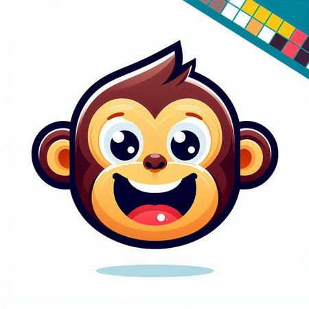 funny cartoon monkey face, vector illustration, eps10.のイラスト素材