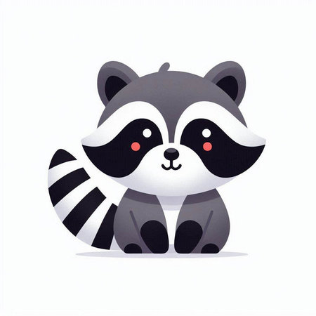 Cute raccoon on white background. Cartoon character. Vector illustration.のイラスト素材